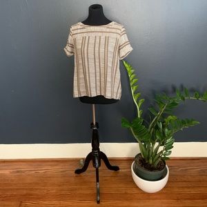 ANN TAYLOR LOFT Women's Green and White Top - SP